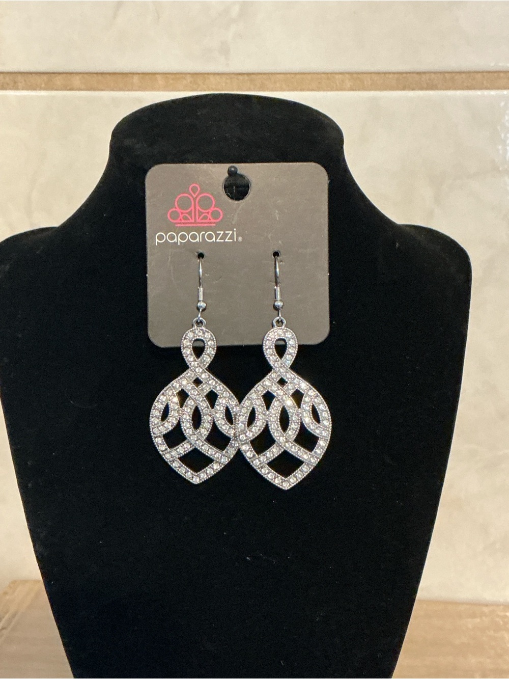 Paparazzi Silver Crystal Drop Earrings - Sparkling Silver Teardrop Dangles